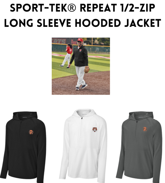 ROBASE24 Sport-Tek Repeat 1/2-Zip Long Sleeve Hooded Jacket