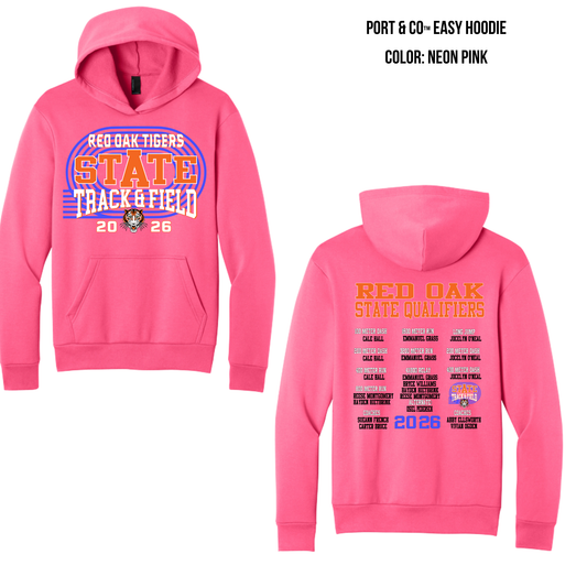 ROST26 PC68H Port & Co™ Easy Fleece Pullover Hooded Sweatshirt-Neon PInk, Glacier, and WHite Color Options
