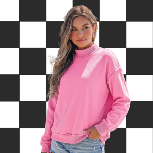 Reversible Mockneck Sweatshirt - Pink