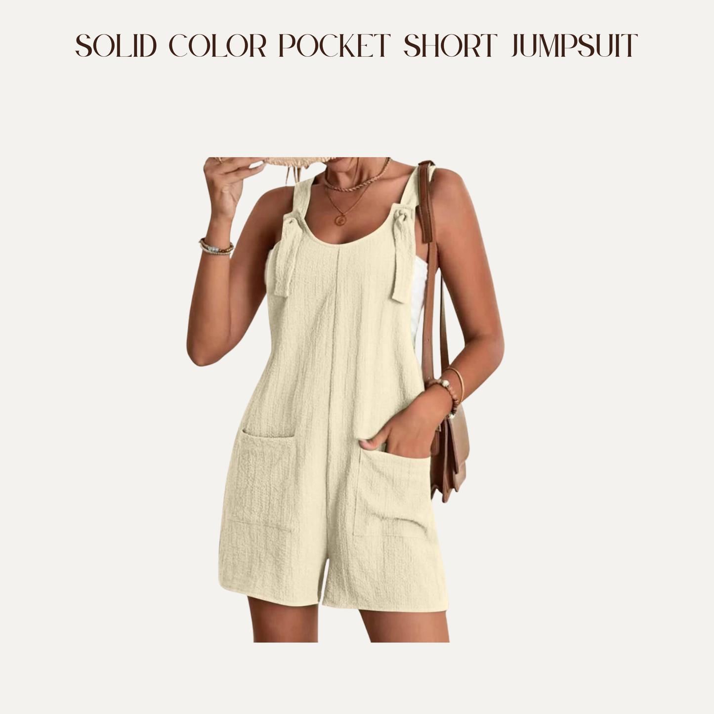 VBB Solid Color Pocket Short Jumpsuit