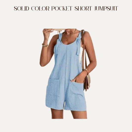 VBB Solid Color Pocket Short Jumpsuit