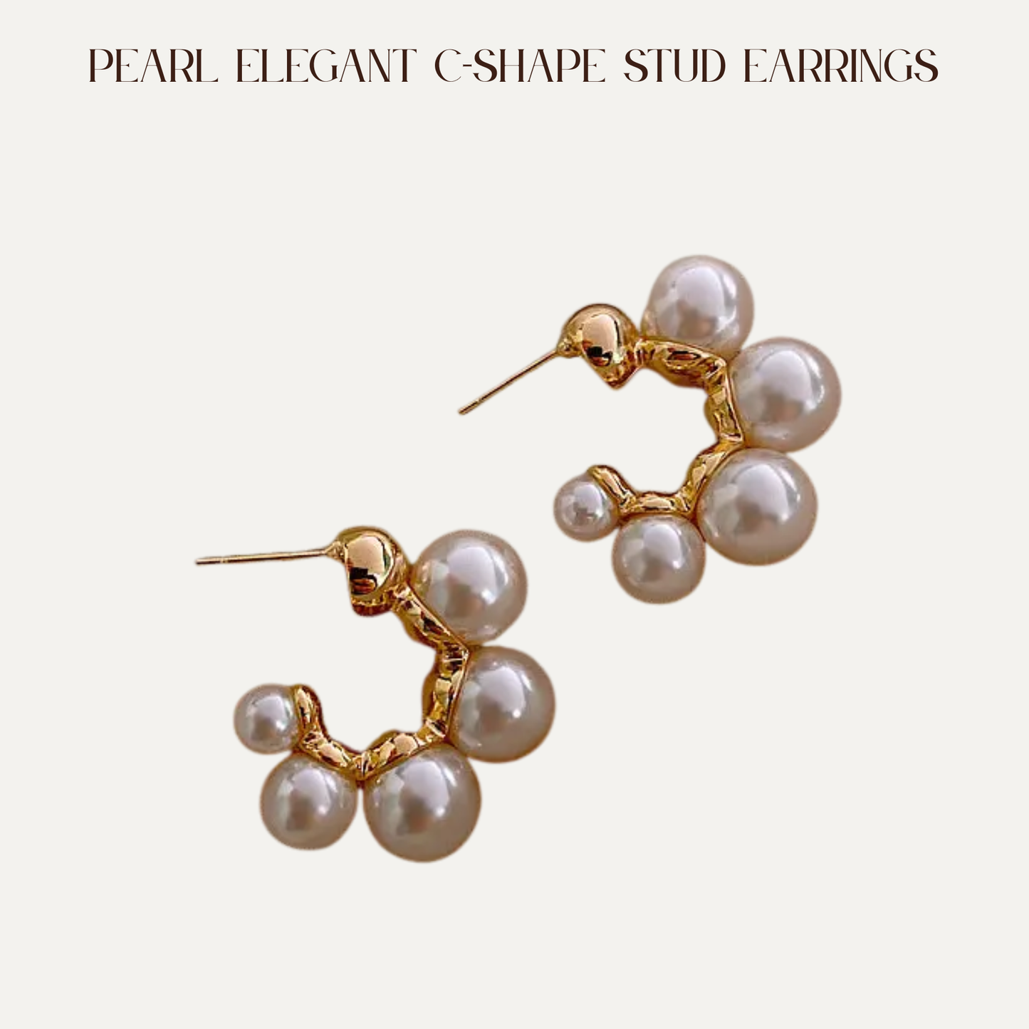 VBB Pearl Elegant C-Shape Stud Earrings