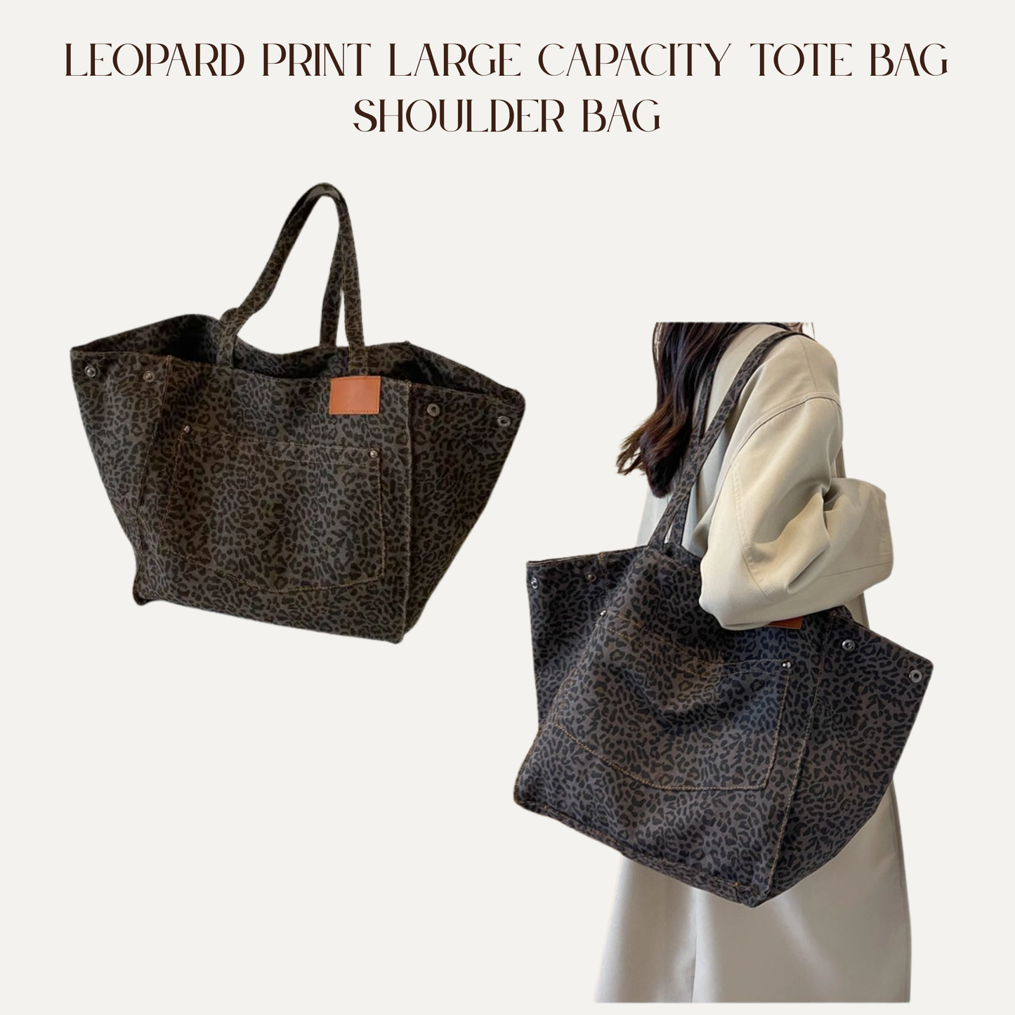 VBB Leopard Print Large Capacity Tote Bag Shoulder Bag