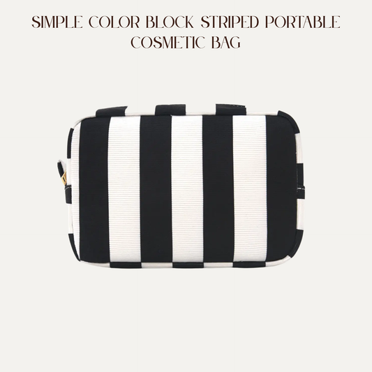 VBB Simple Color Block Striped Portable Cosmetic Bag