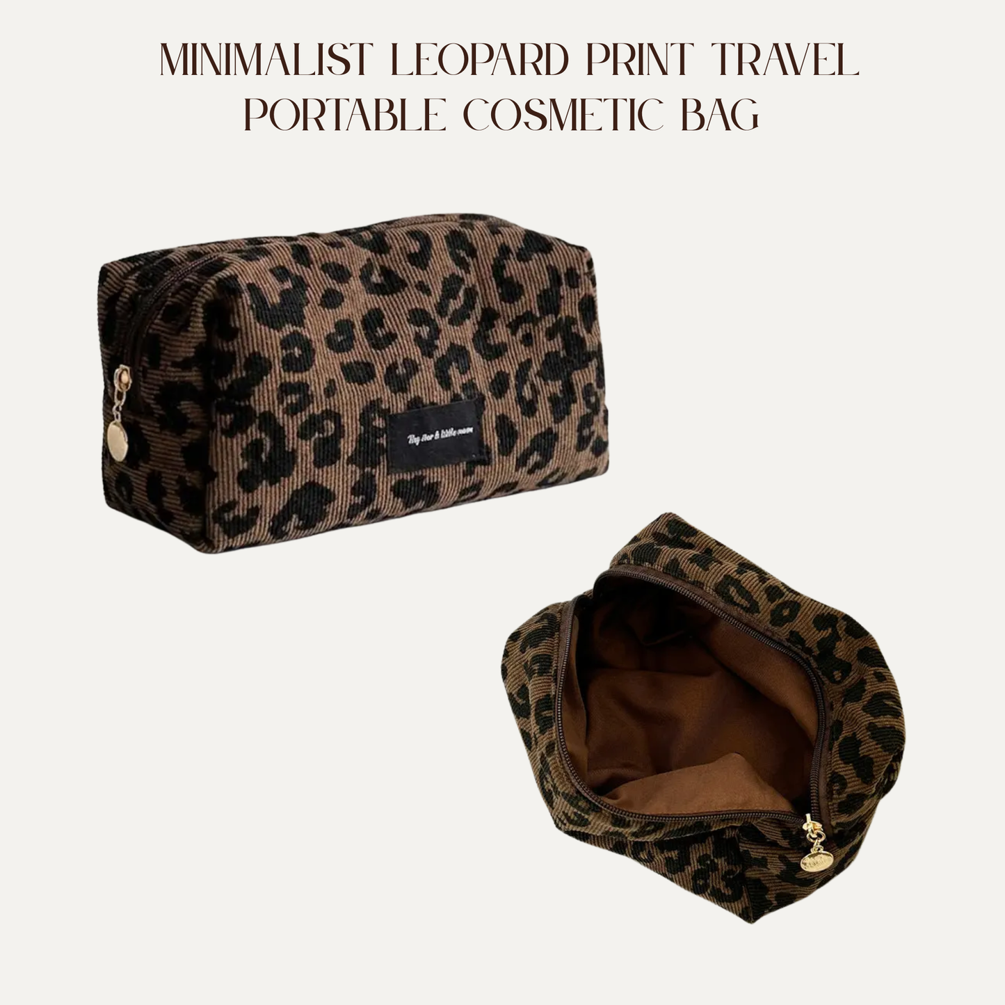 VBB Minimalist Leopard Print Travel Portable Cosmetic Bag