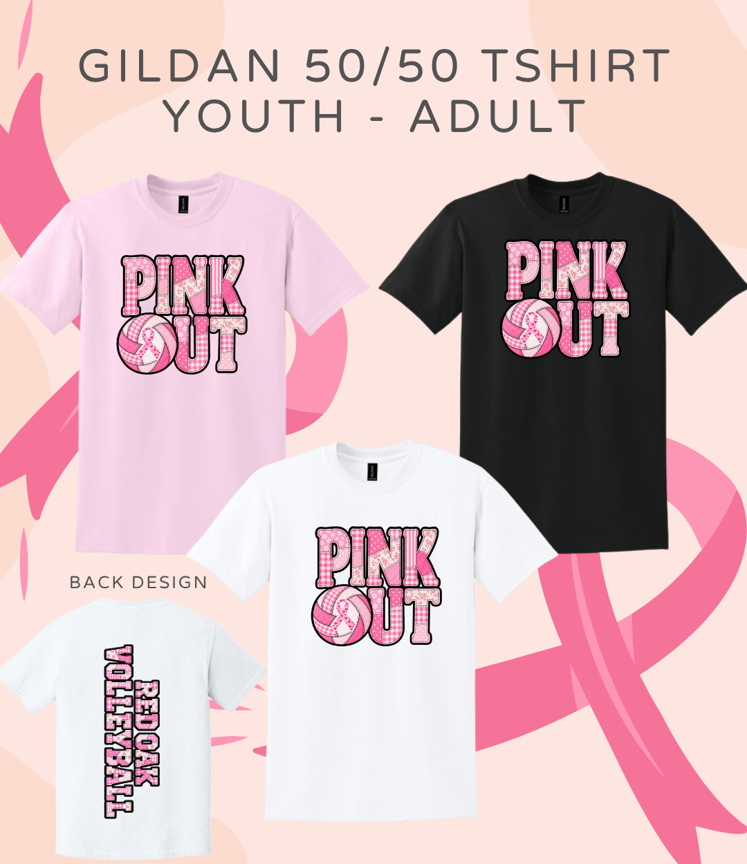 ROVBPO Gildan 50/50 PINK OUT TShirt YOUTH - ADULT