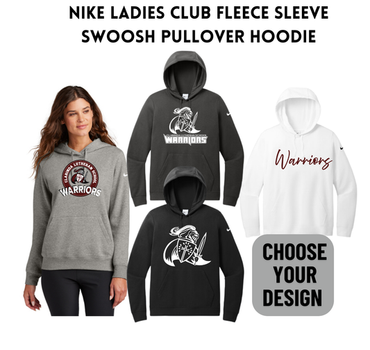 CLS Nike Ladies Club Fleece Sleeve Swoosh Pullover Hoodie