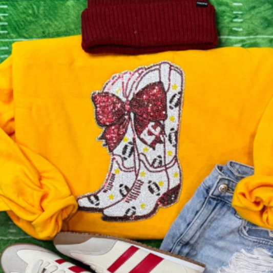 SS Sequins Boots and Bow Chiefs Patch