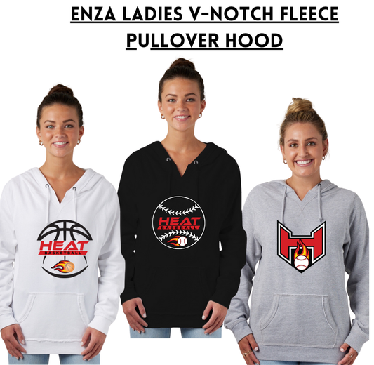 SWIHBB Enza Ladies V-Notch Fleece Pullover Hoodie