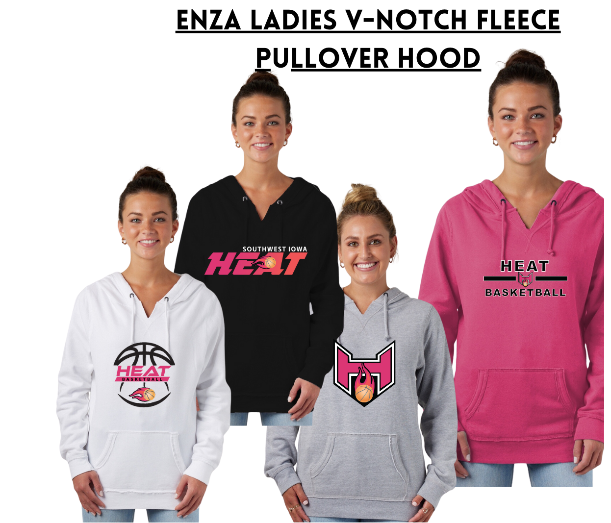 SWIHB Enza Ladies V-Notch Fleece Pullover Hoodie