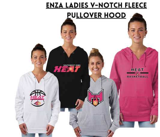 SWIHB Enza Ladies V-Notch Fleece Pullover Hoodie