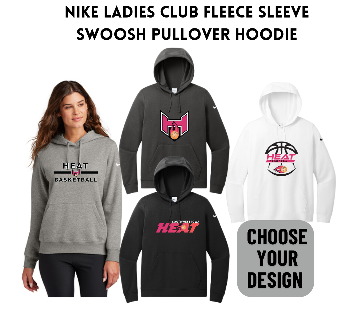 SWIHB Nike Ladies Club Fleece Sleeve Swoosh Pullover Hoodie