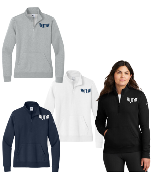 JT  Nike Ladies Club Fleece Sleeve Swoosh 1/2-Zip