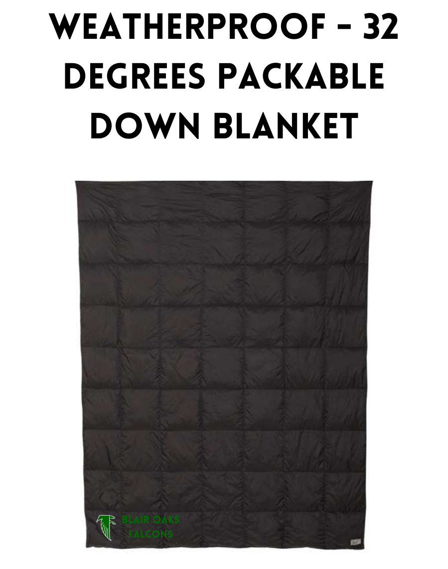 BOJRFALC Weatherproof - 32 Degrees Packable Down Blanket - Black