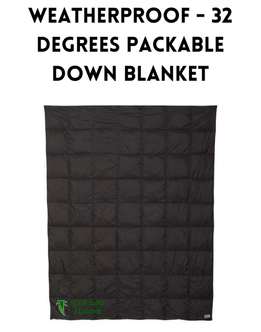 BOJRFALC Weatherproof - 32 Degrees Packable Down Blanket - Black