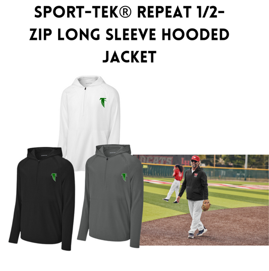 BOJRFALC Sport-Tek Repeat 1/2-Zip Long Sleeve Hooded Jacket