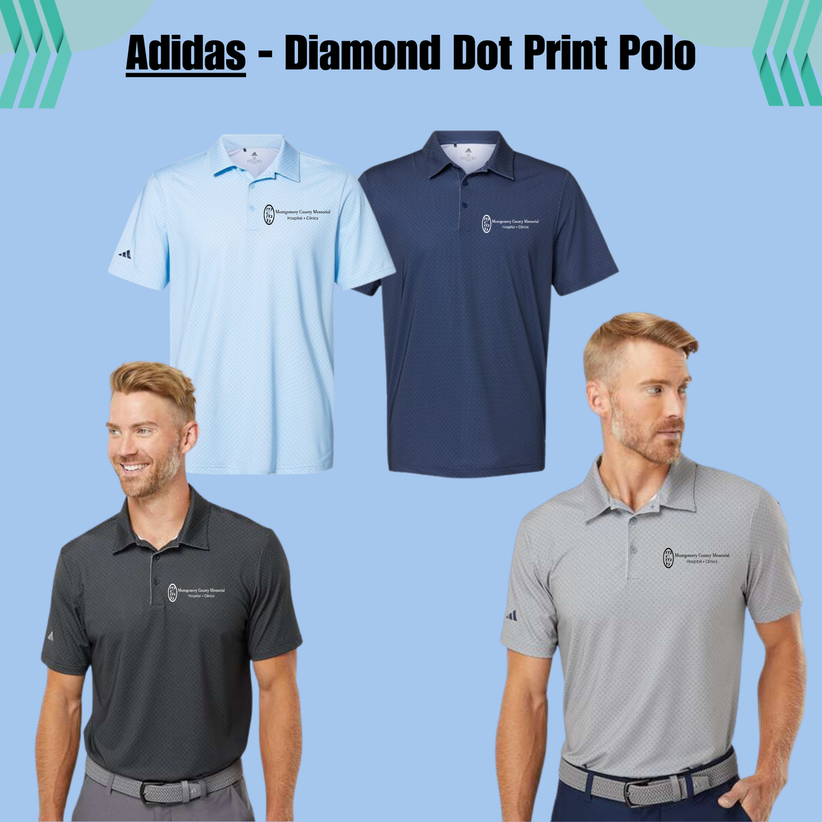 MCMH A498 Adidas - Diamond Dot Print Polo