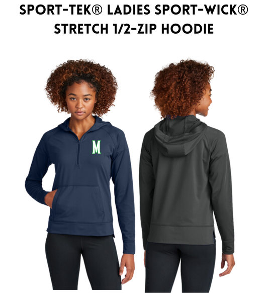 MOXIE Sport-Tek® Ladies Sport-Wick® Stretch 1/2-Zip Hoodie