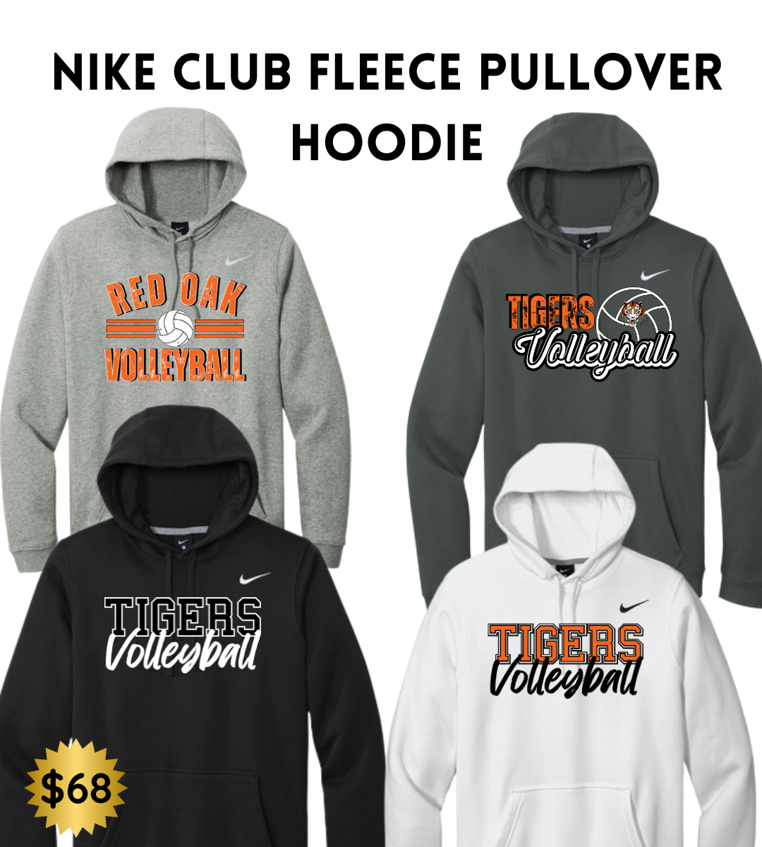 ROVB25 Nike Men's Club Fleece Sleeve Swoosh Pullover Hoodie
