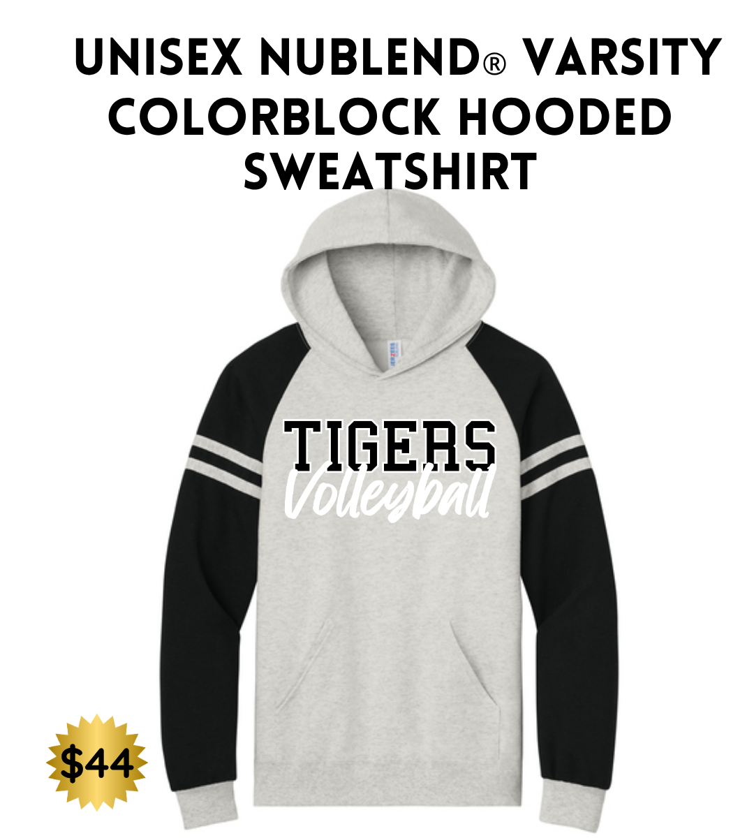 ROVB25 Jerzees® Unisex NuBlend® Varsity Colorblock Hooded Sweatshirt