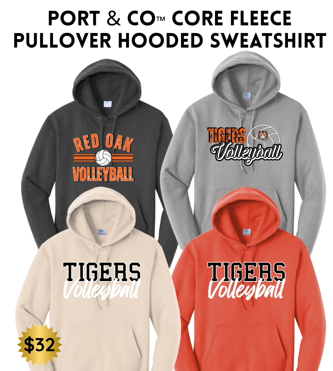 ROVB25 Port & Co™ Core Fleece Pullover Hooded Sweatshirt