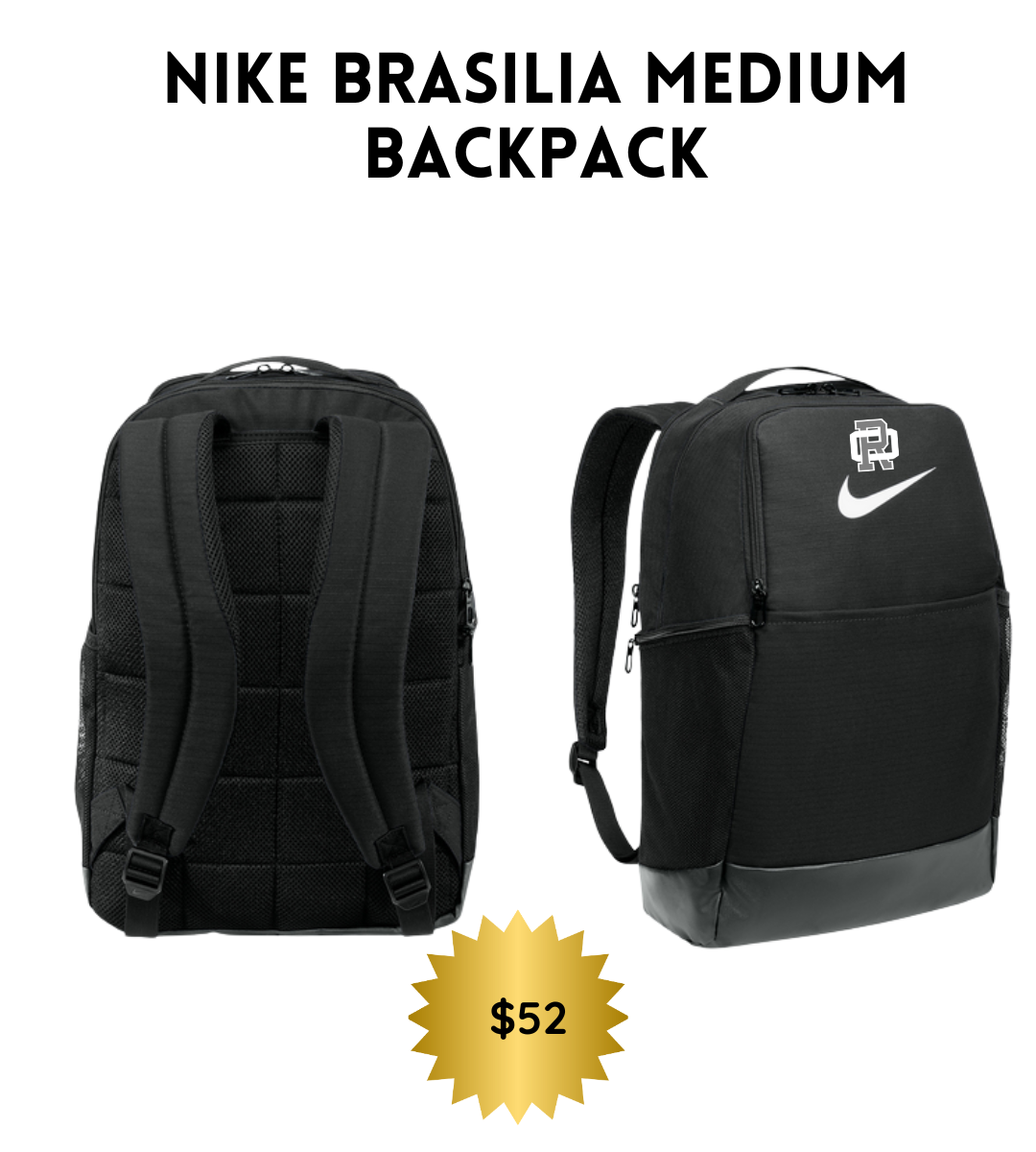 ROVB25 Nike Brasilia Medium Backpack with Grey and White RO