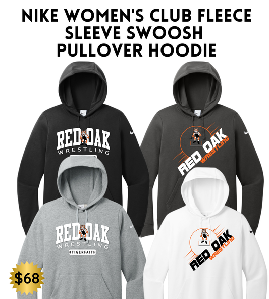 ROWR2526 Nike Women's Club Fleece Sleeve Swoosh Pullover Hoodie
