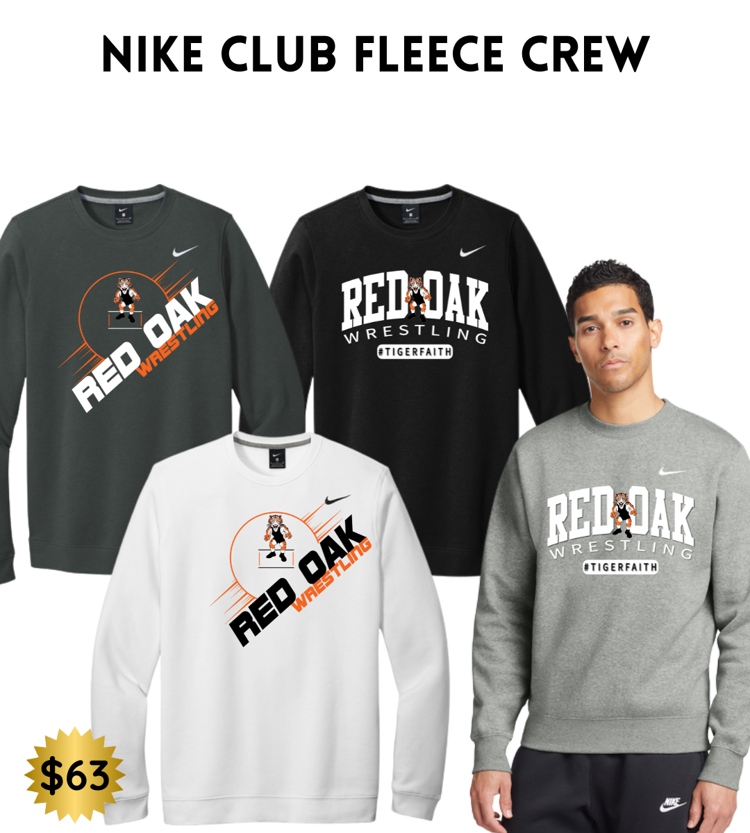 ROWR2526 Nike Unisex Club Fleece Sleeve Swoosh Crewneck