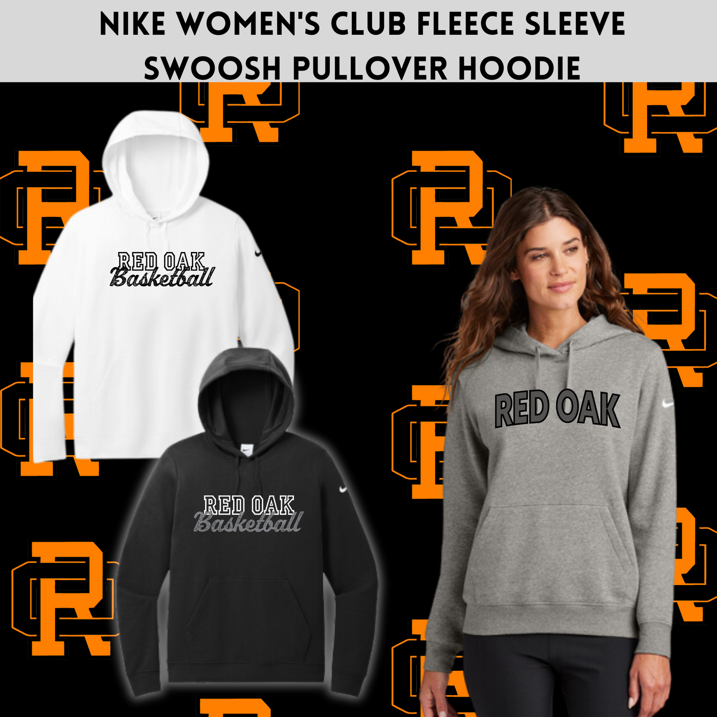 ROBBS  Nike Ladies Club Fleece Sleeve Swoosh Pullover Hoodie