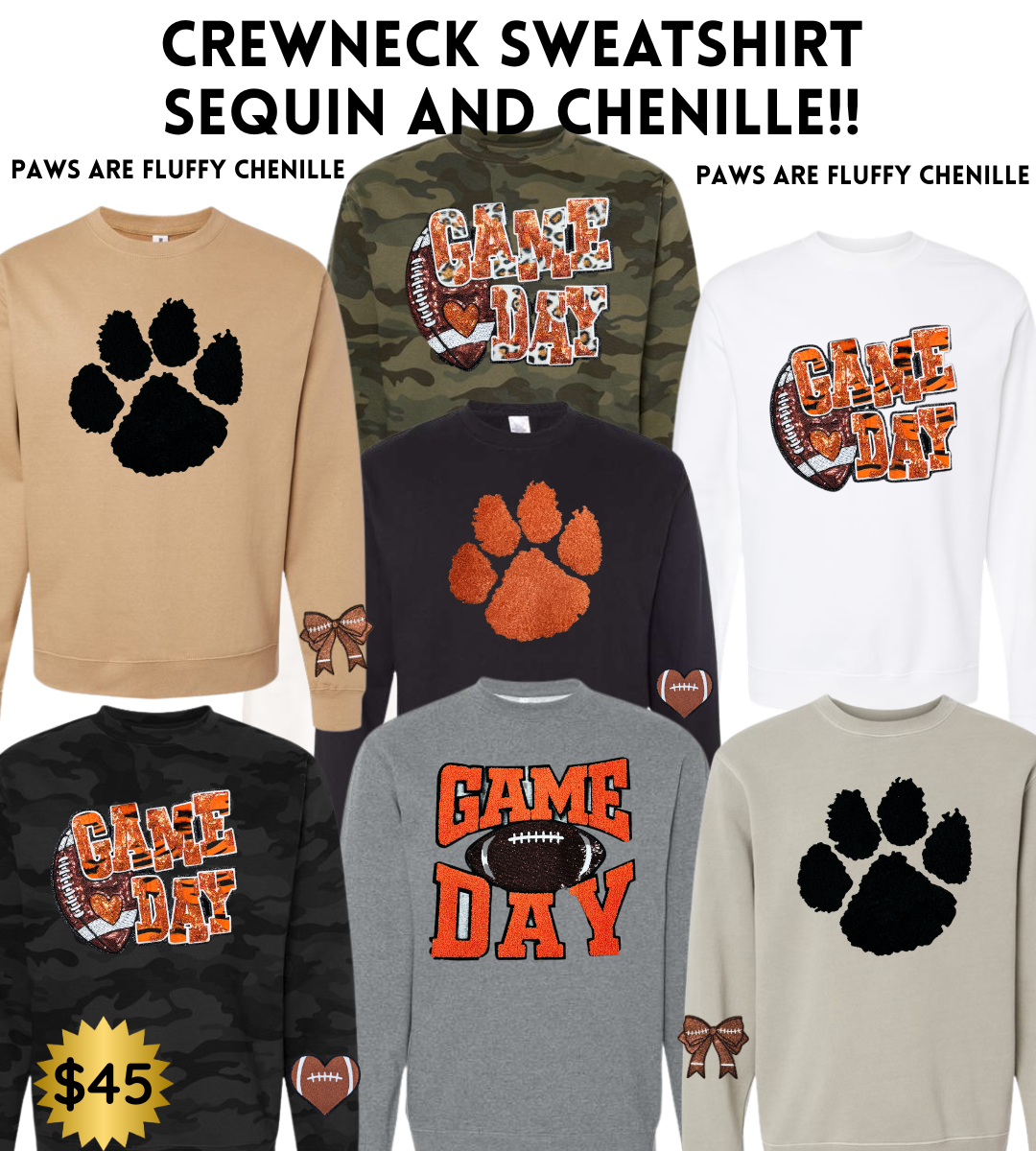 ROFB25  Crewneck Sweatshirt With Sequin and Chenille!