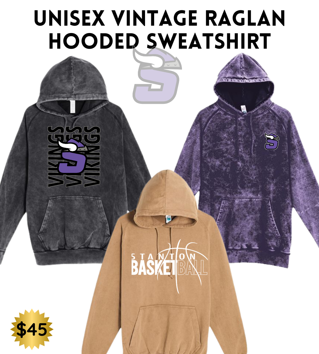 STBB2526 Unisex Vintage Raglan Hooded Sweatshirt