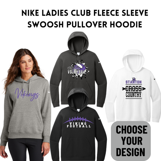 SB Nike Ladies Club Fleece Sleeve Swoosh Pullover Hoodie