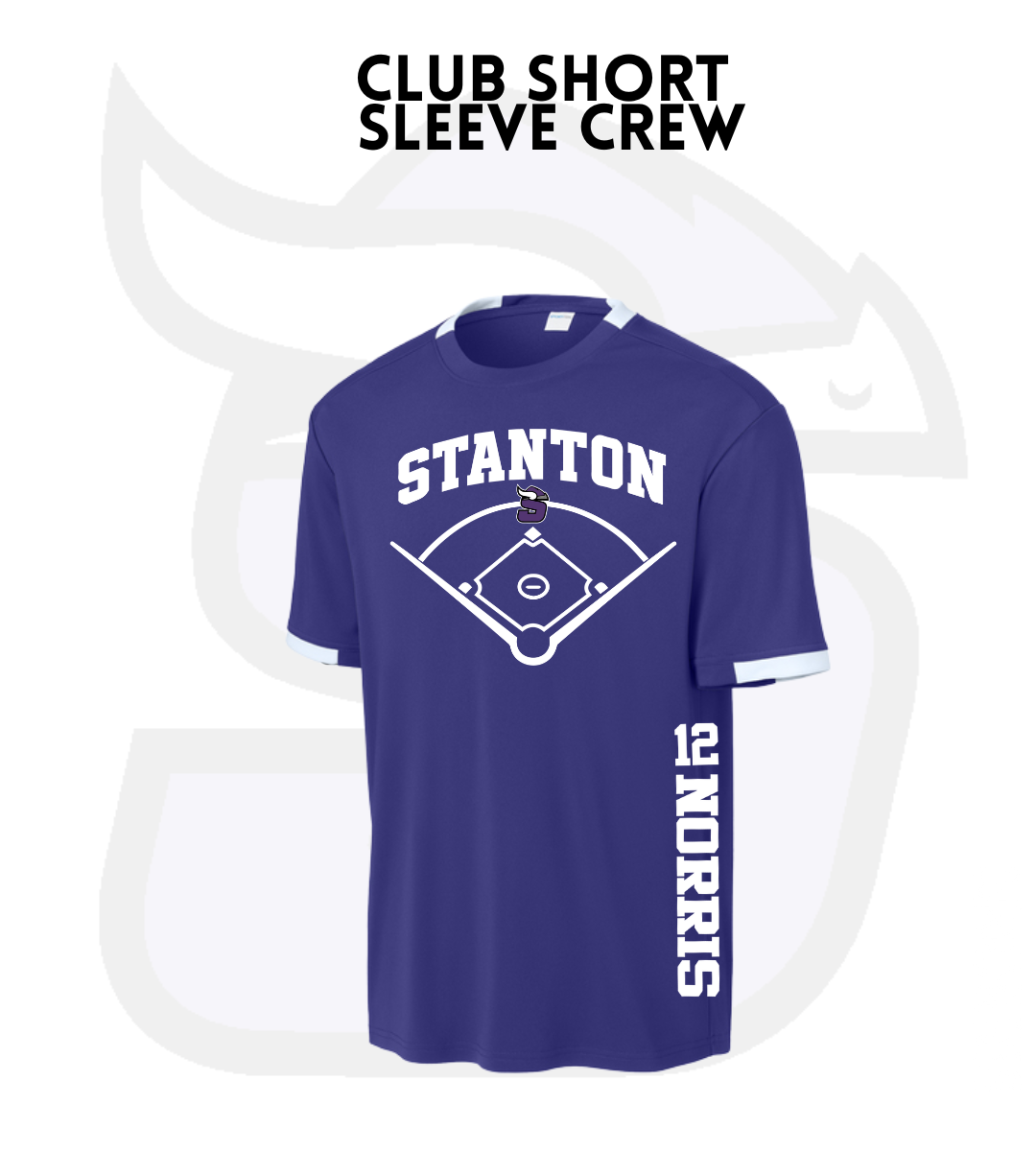 SBB26 ST440 Sport-Tek® Club Short Sleeve Crew With Custom Name & # on Side - Youth & Adult Sizes!