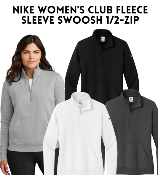 VB NKDX6720 Nike Women's Club Fleece Sleeve Swoosh 1/2-Zip
