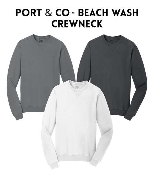 VB PC098 Port & Co™ Beach Wash® Garment-Dyed Crewneck Sweatshirt