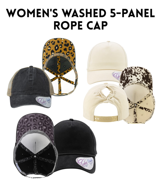 VB 96795 Women's Washed 5-Panel Rope Cap