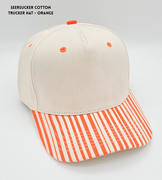VB TT Seersucker Cotton Trucker Hat - Orange