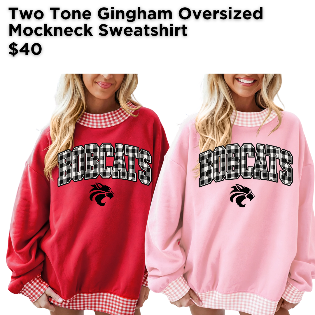 EMF Two Tone Gingham Oversized Mockneck Sweatshirt